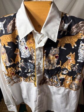 Quaker Factory Cat Blouse with fun cats